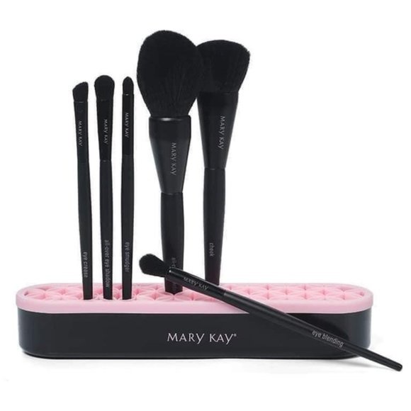 Makeup Brush Organizer - Silicone - Pink & Grey - Picture 2 of 4